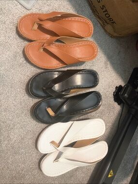 3 pair !!!   Women's Slip-On Tan Low Block Heel Sandal orthopedic